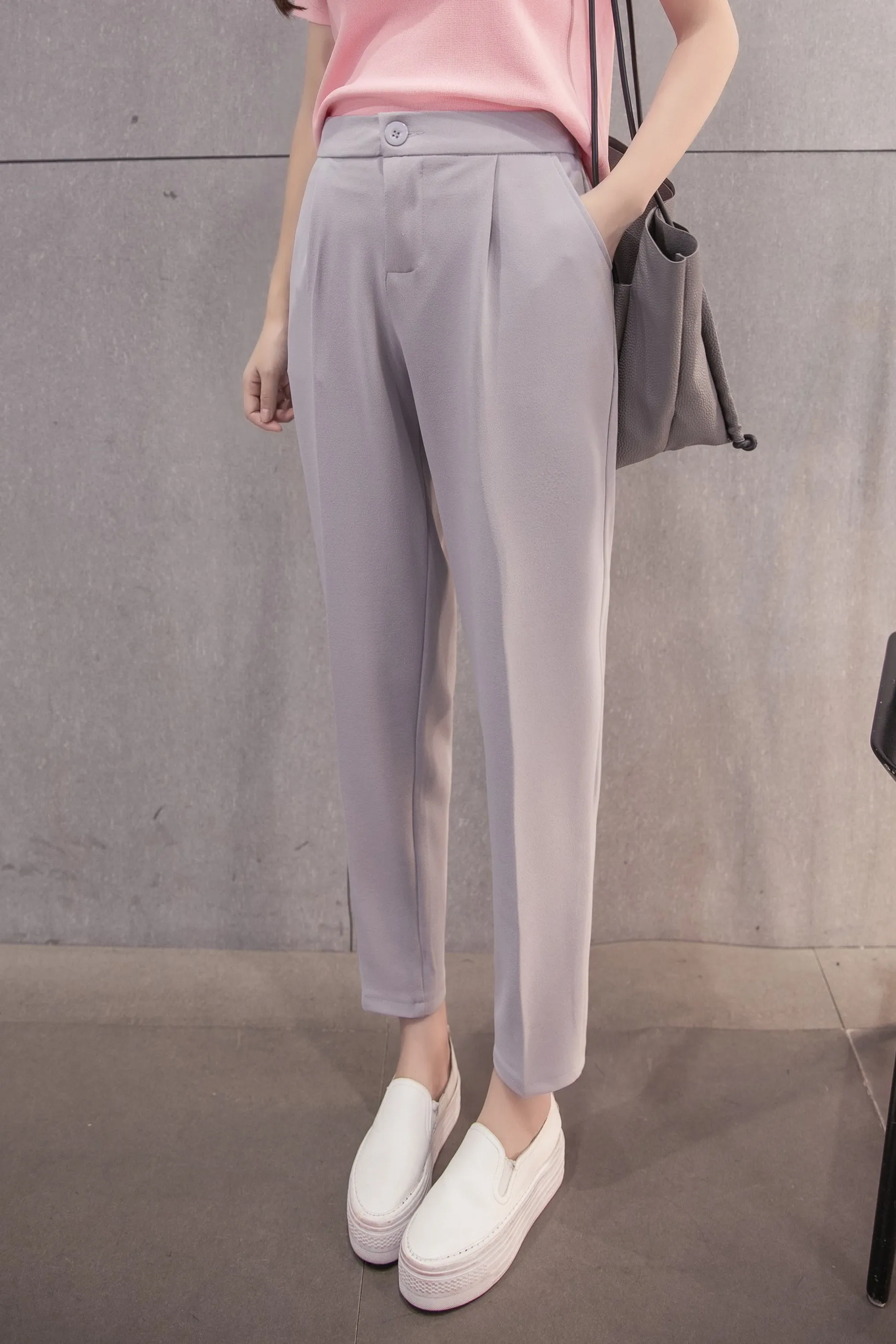 Women's Summer Ankle-Length High Elastic Waist Pants