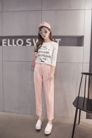 Women's Summer Ankle-Length High Elastic Waist Pants