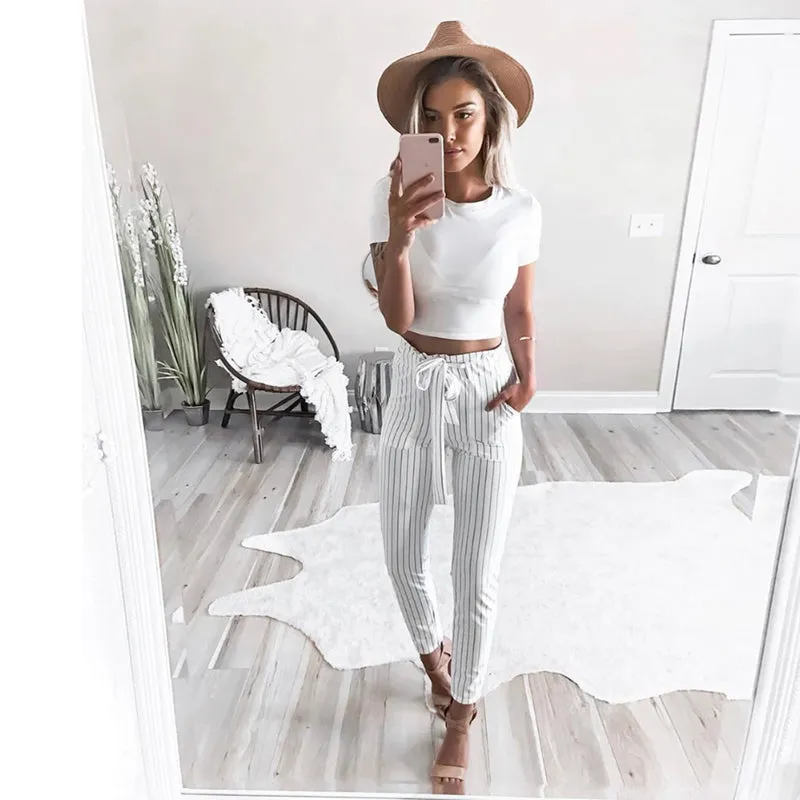 Women's Summer Chiffon High Waist Pants
