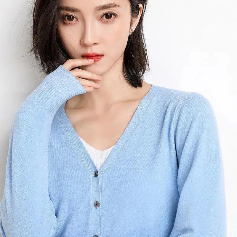 Women's V-Neck Cardigan Knit Sweater