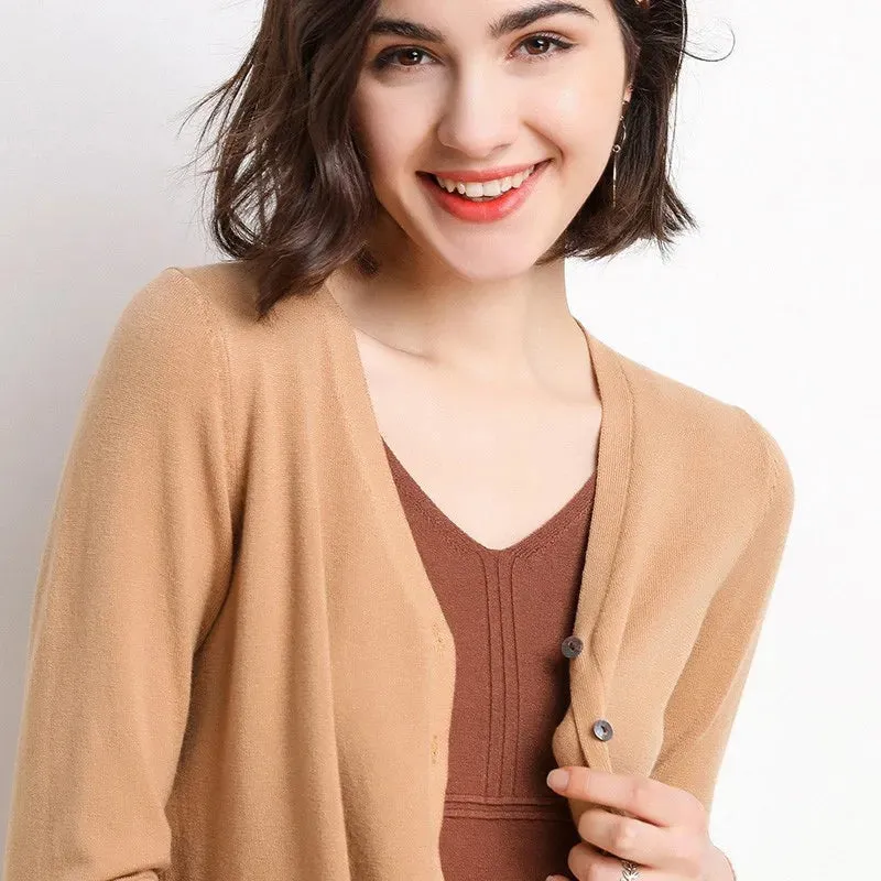 Women's V-Neck Cardigan Knit Sweater