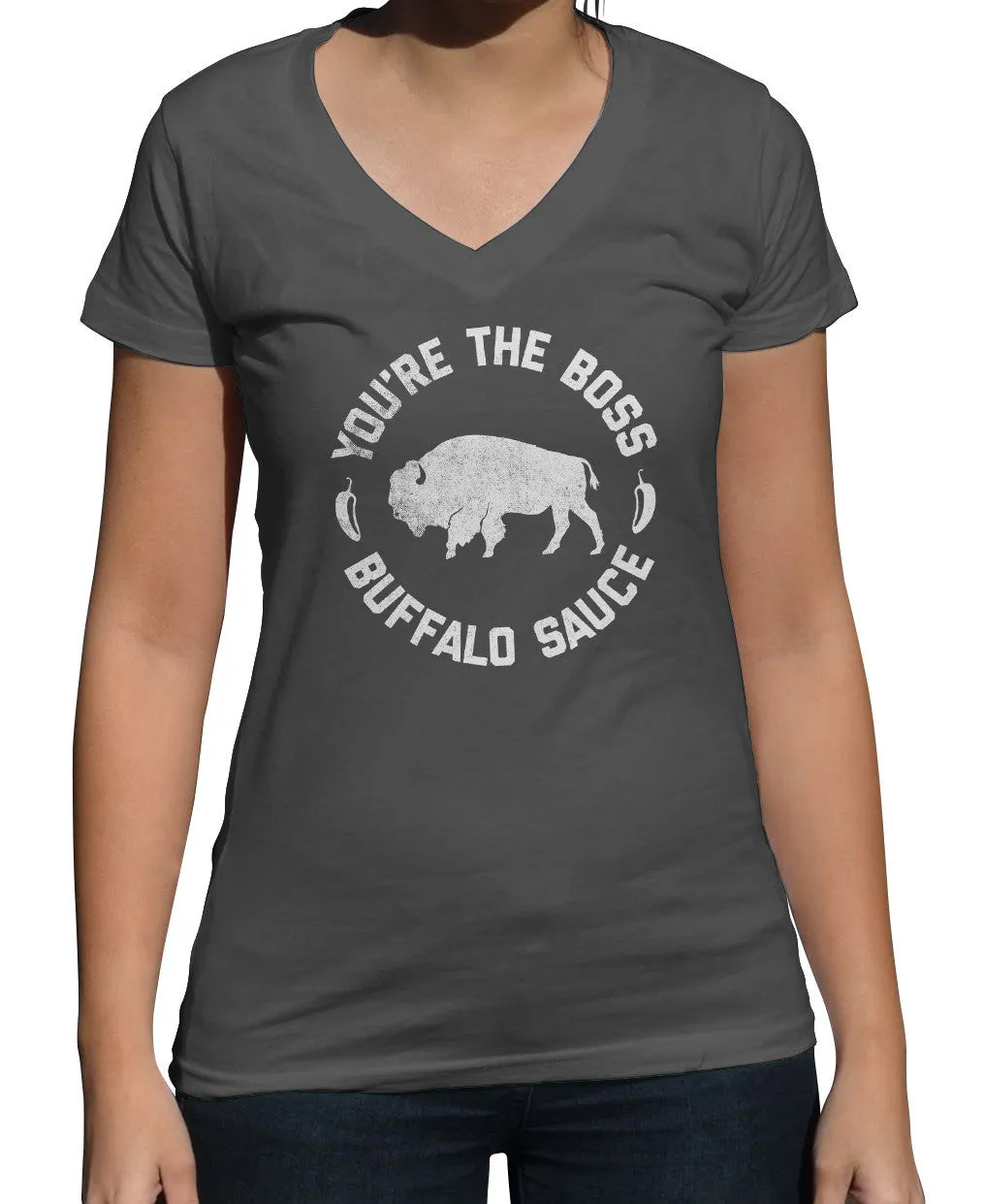 Women's You're the Boss Buffalo Sauce Vneck T-Shirt