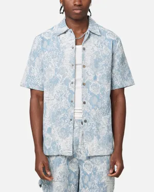 XXIII Denim Jacquard Button Up Shirt Pacific Blue