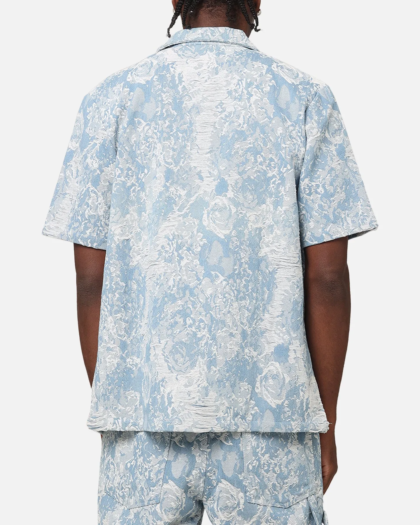 XXIII Denim Jacquard Button Up Shirt Pacific Blue