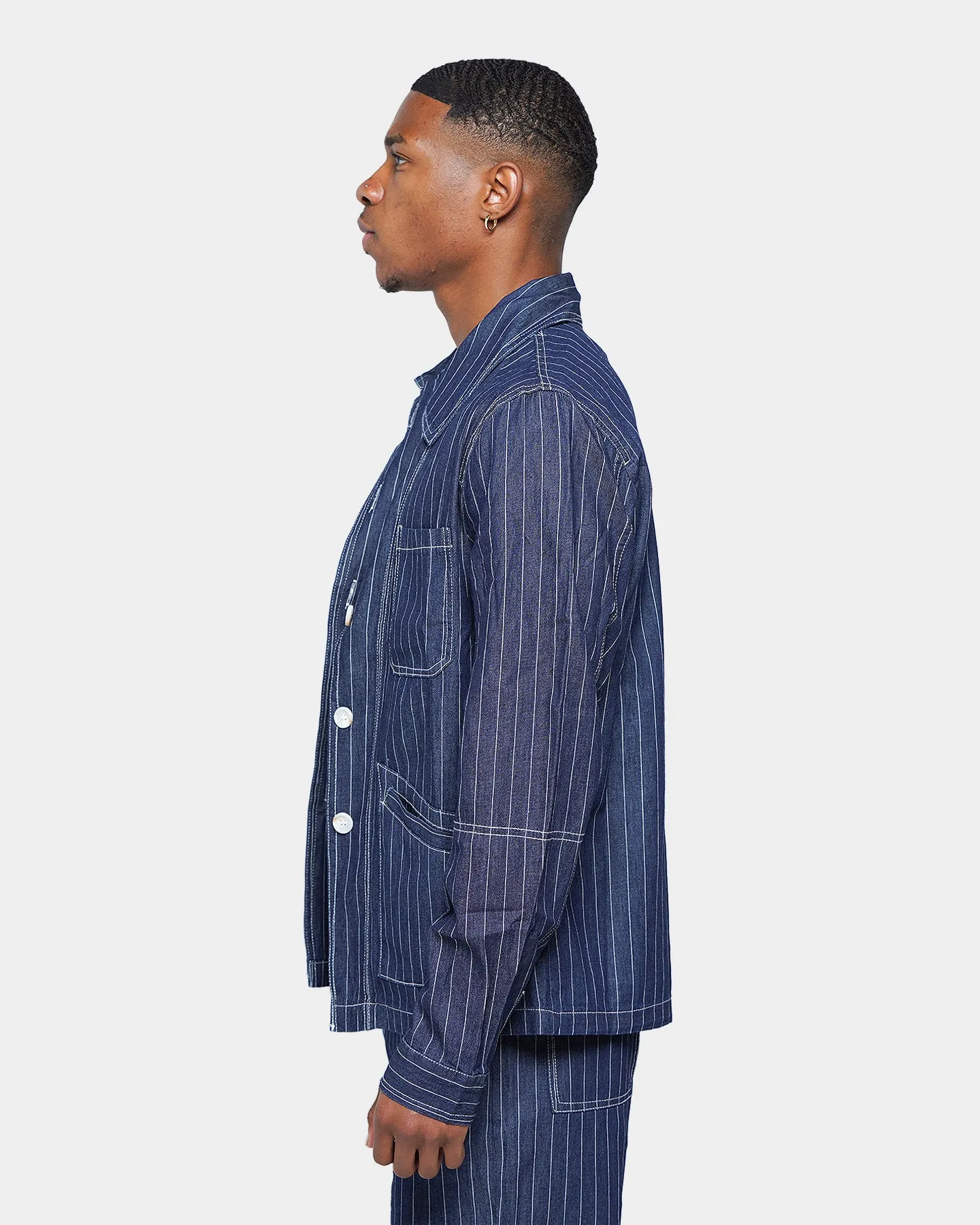 XXIII Maddox Pinstripe Worker Shirt Blue