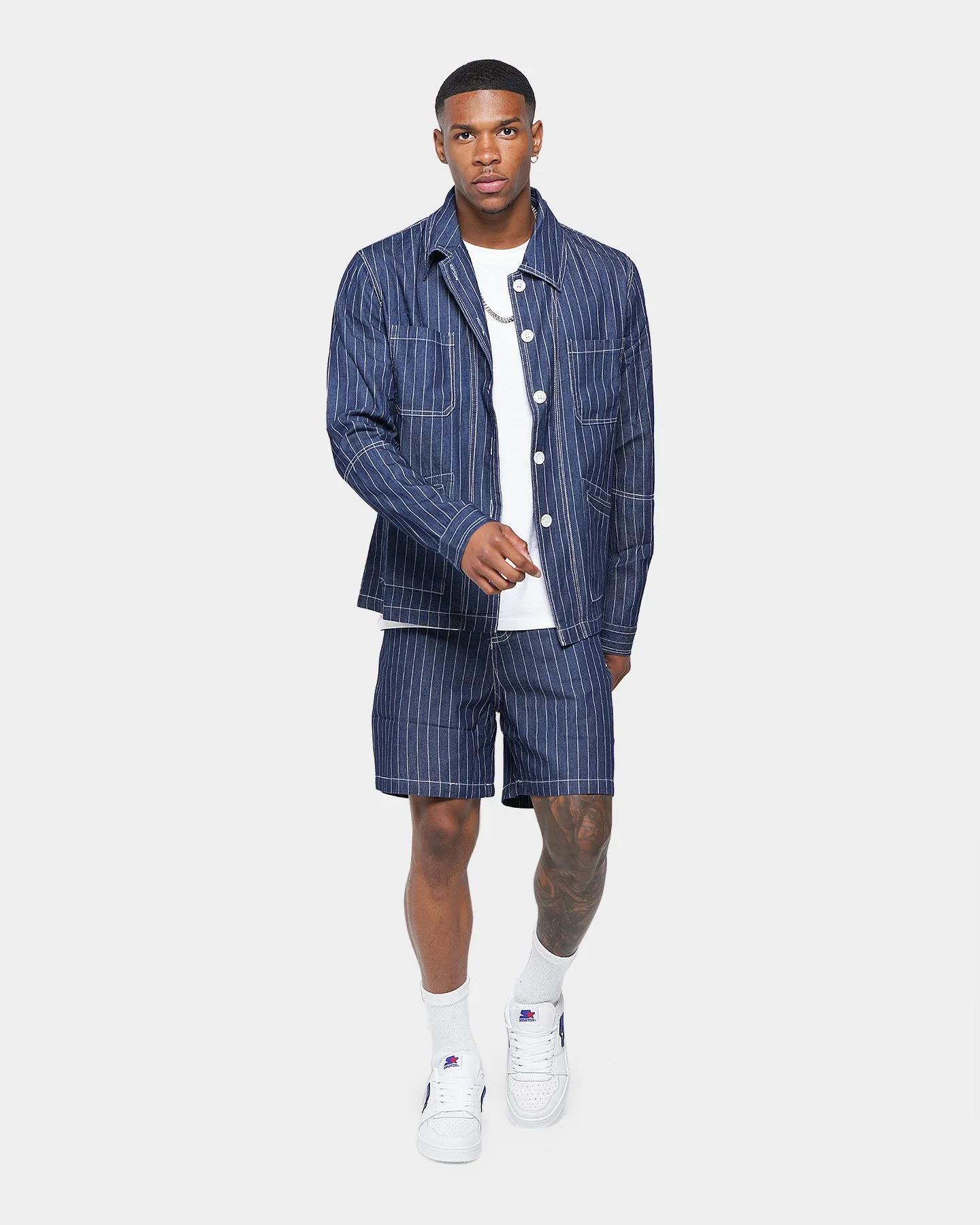 XXIII Maddox Pinstripe Worker Shirt Blue