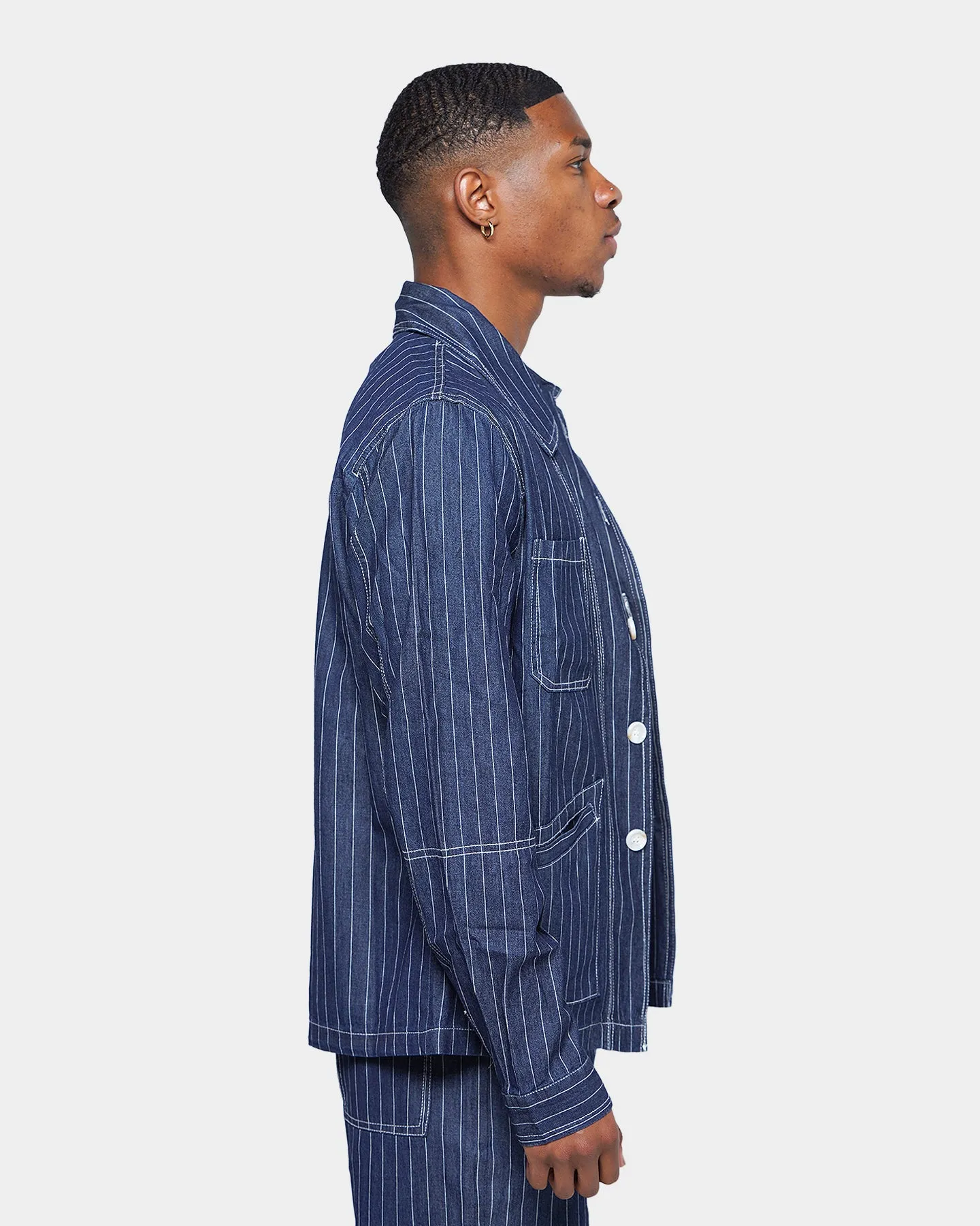 XXIII Maddox Pinstripe Worker Shirt Blue