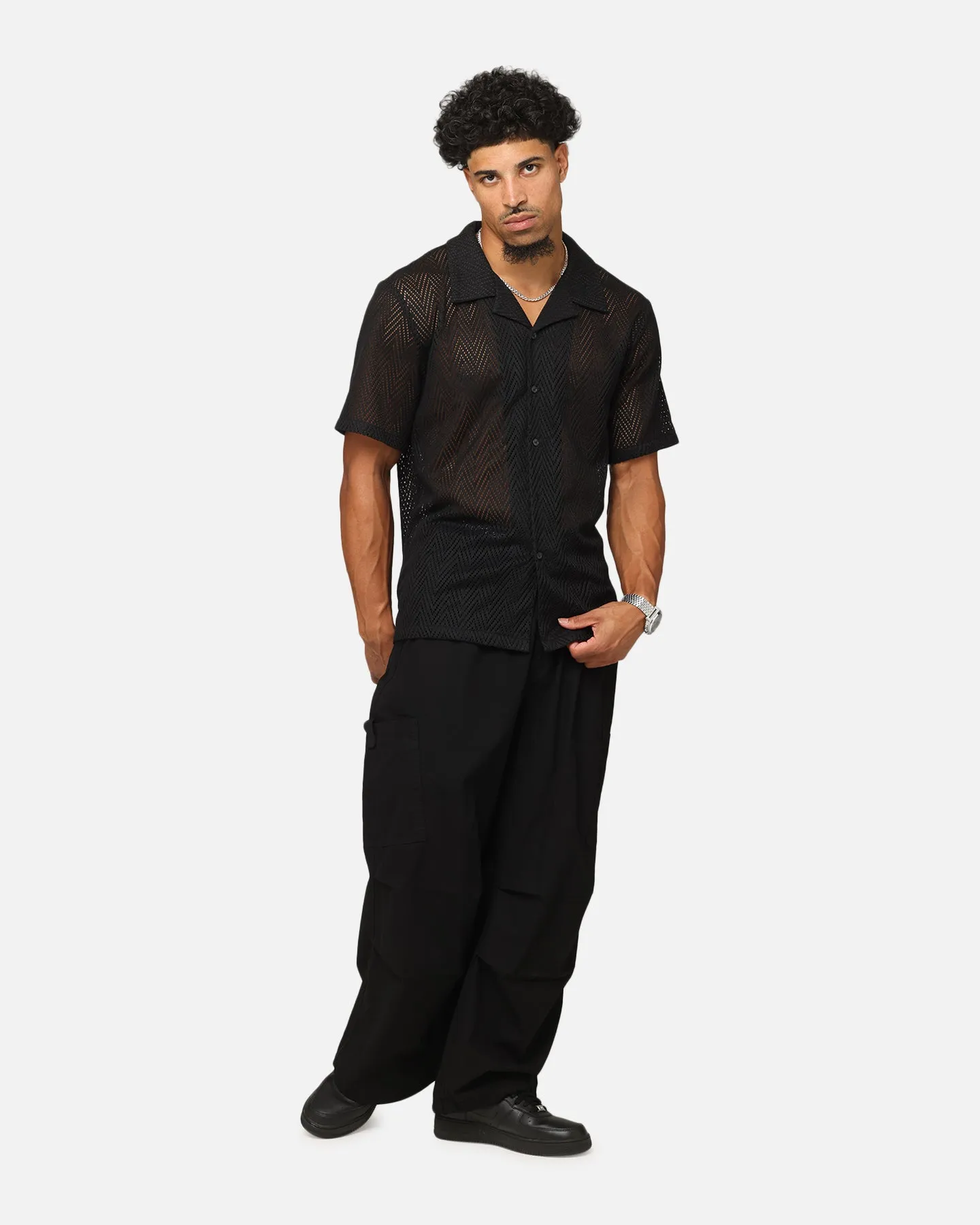 XXIII Terrace Knit Button Up Shirt Black