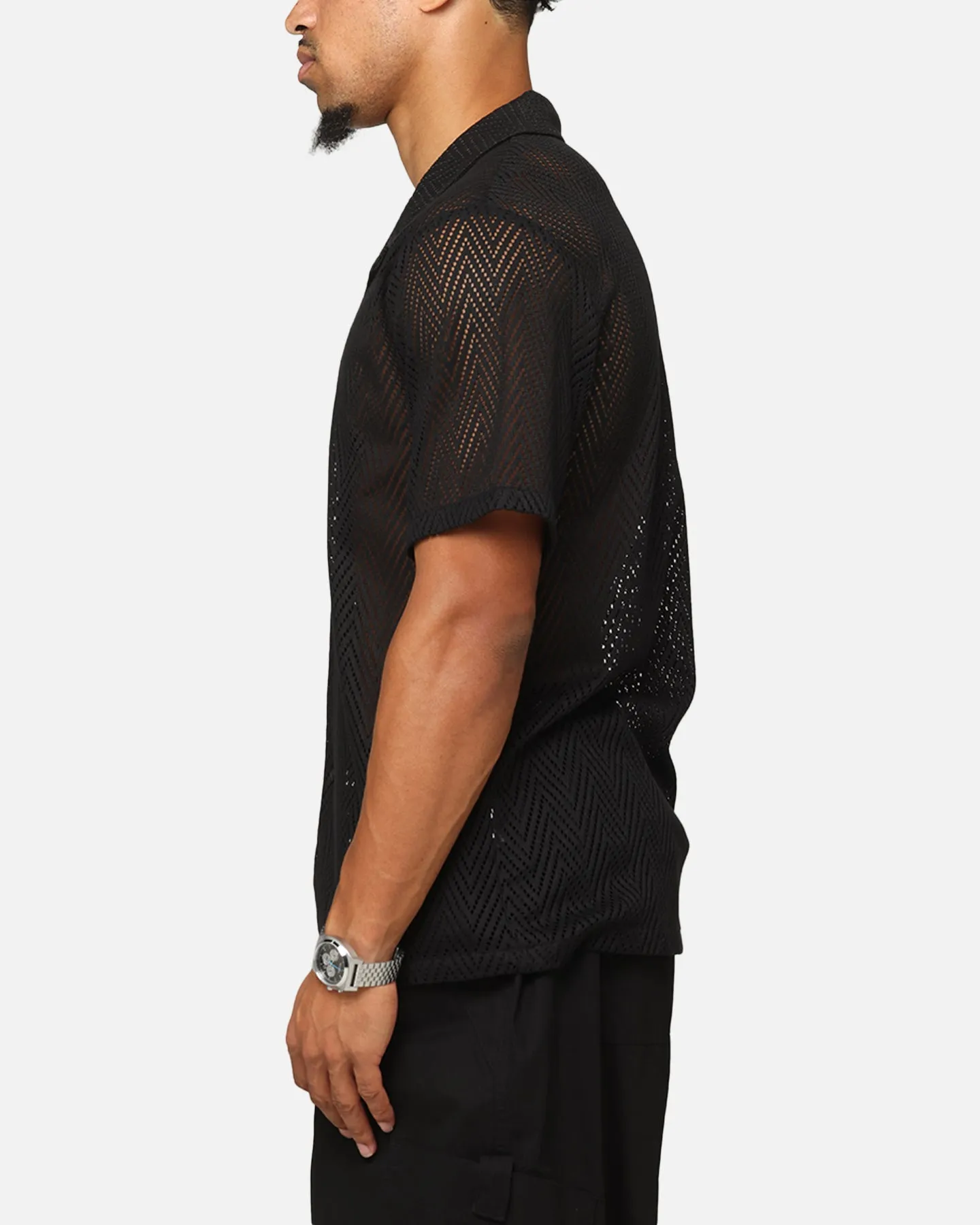 XXIII Terrace Knit Button Up Shirt Black