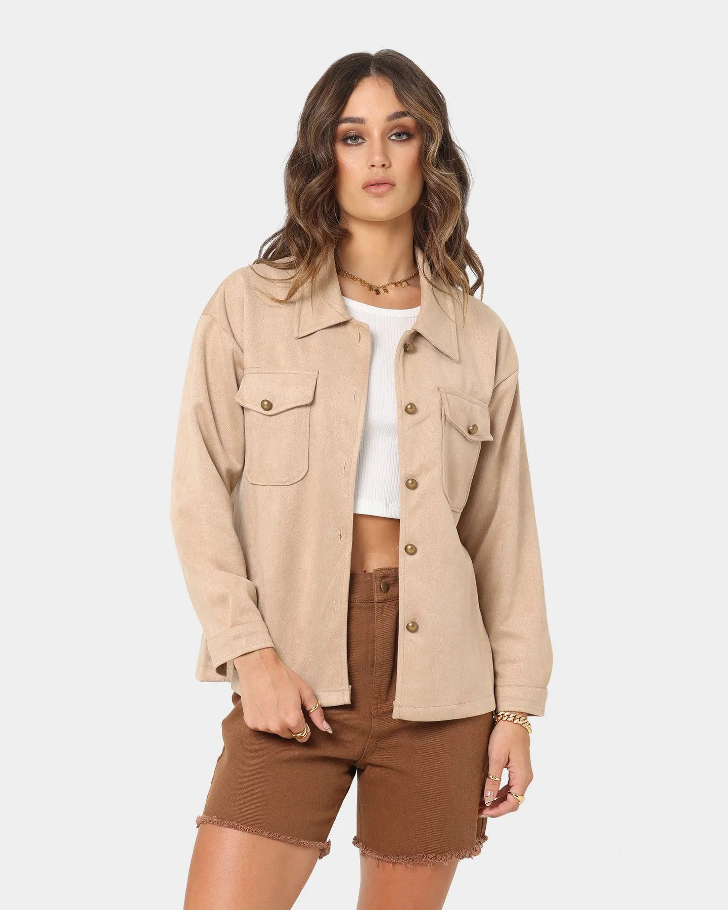 XXIII Women's Bridie Suede Shirt Light Brown