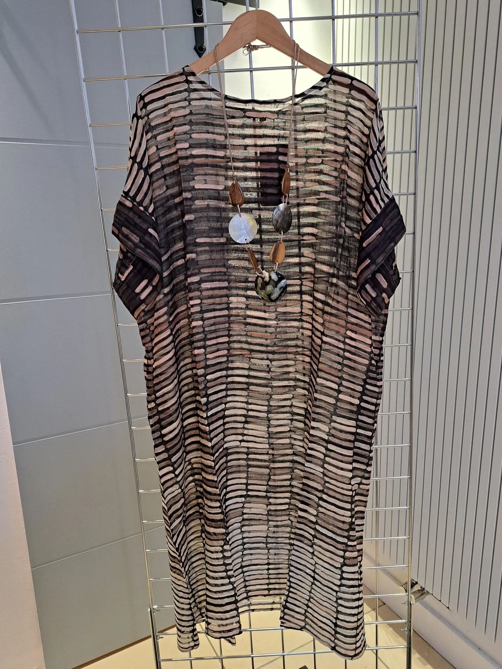 Yauvan brown semi sheer dress