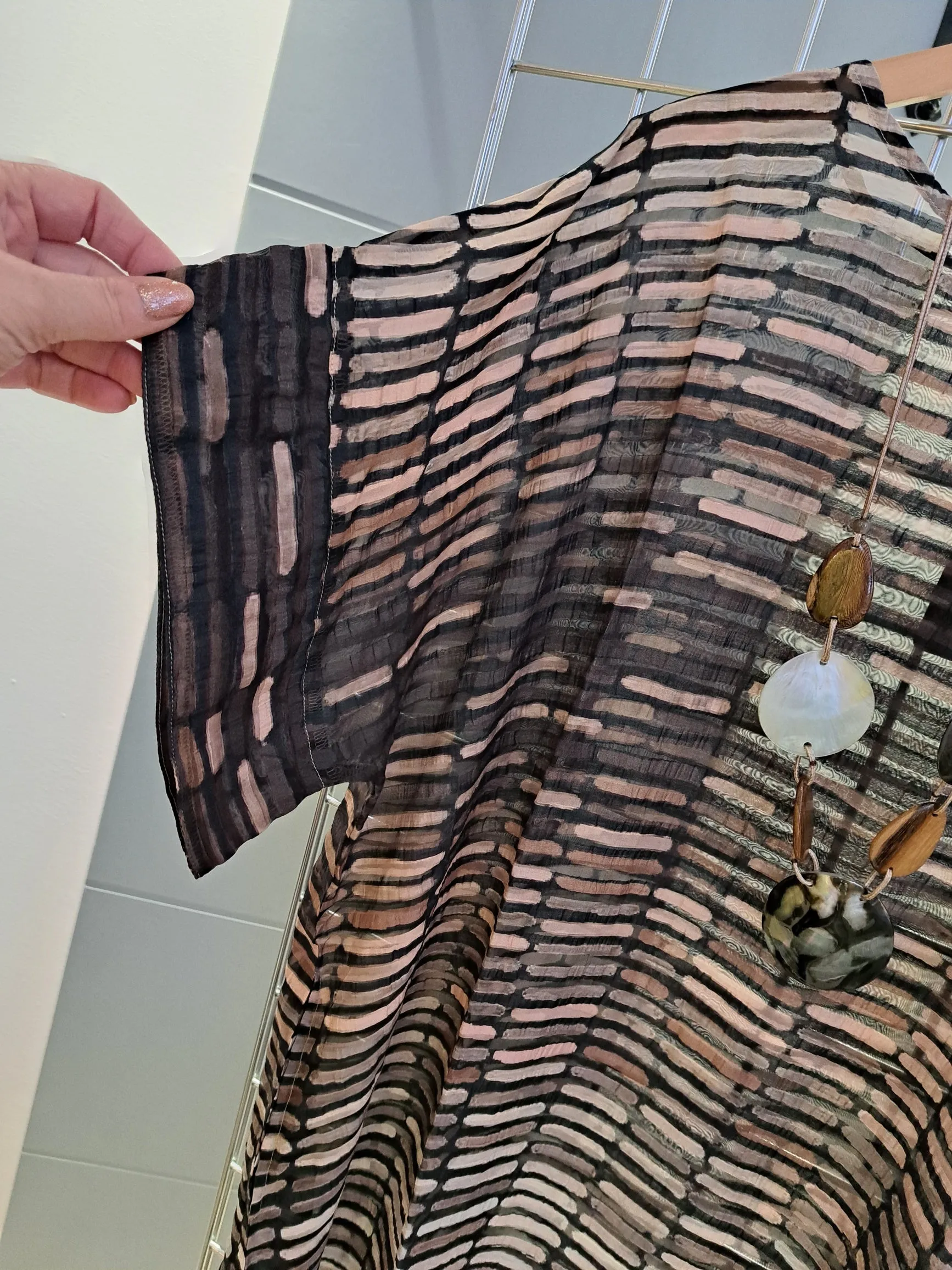Yauvan brown semi sheer dress