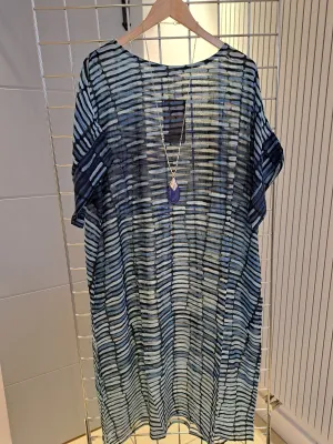 Yauvan Denim blue semi sheer dress