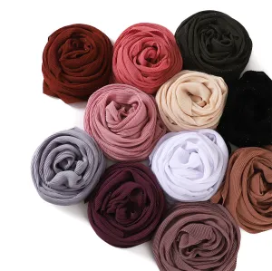 YZ208  90*90plain Chiffon Crumpled Square Scarf Printed spring