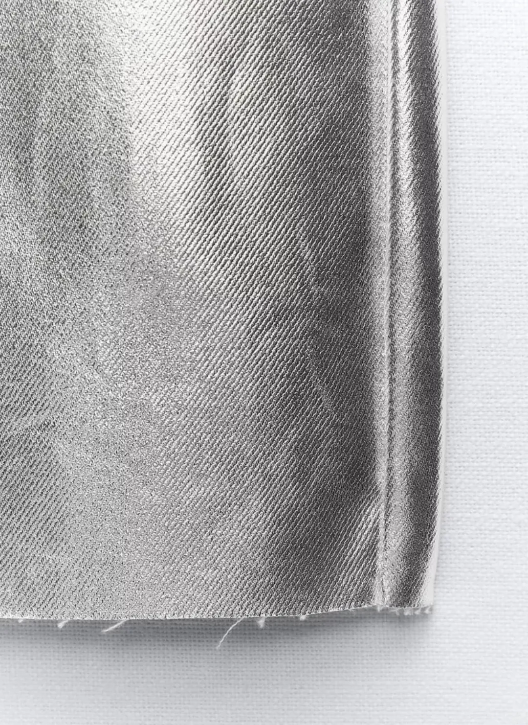 Zara Silver Metallic High Waist Wide Leg Straight Jeans