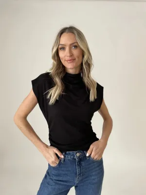 Zoe Mock Neck Layering Top Black