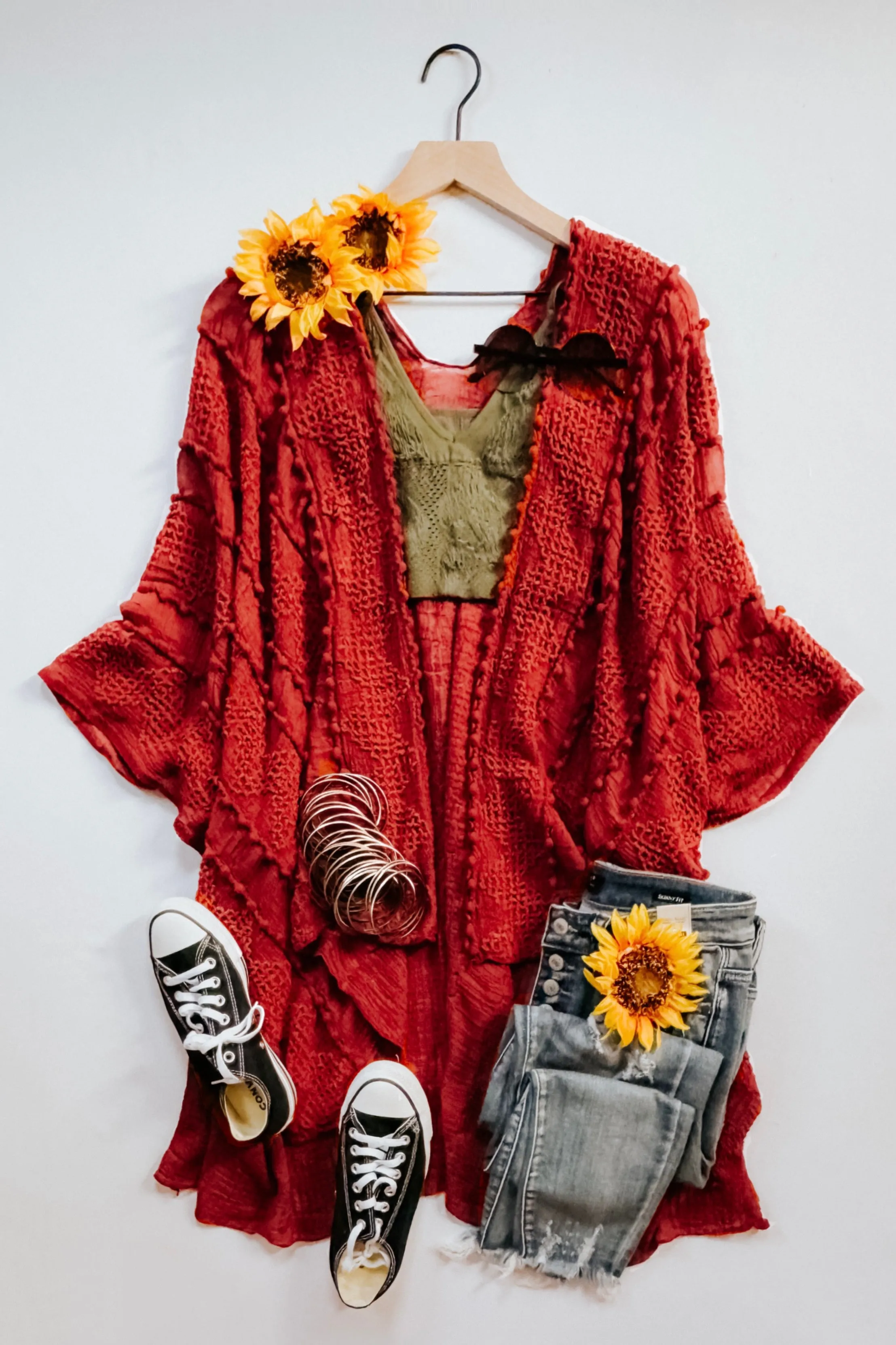 Zoya Zig Zag Embroidered Layering Piece • Rust