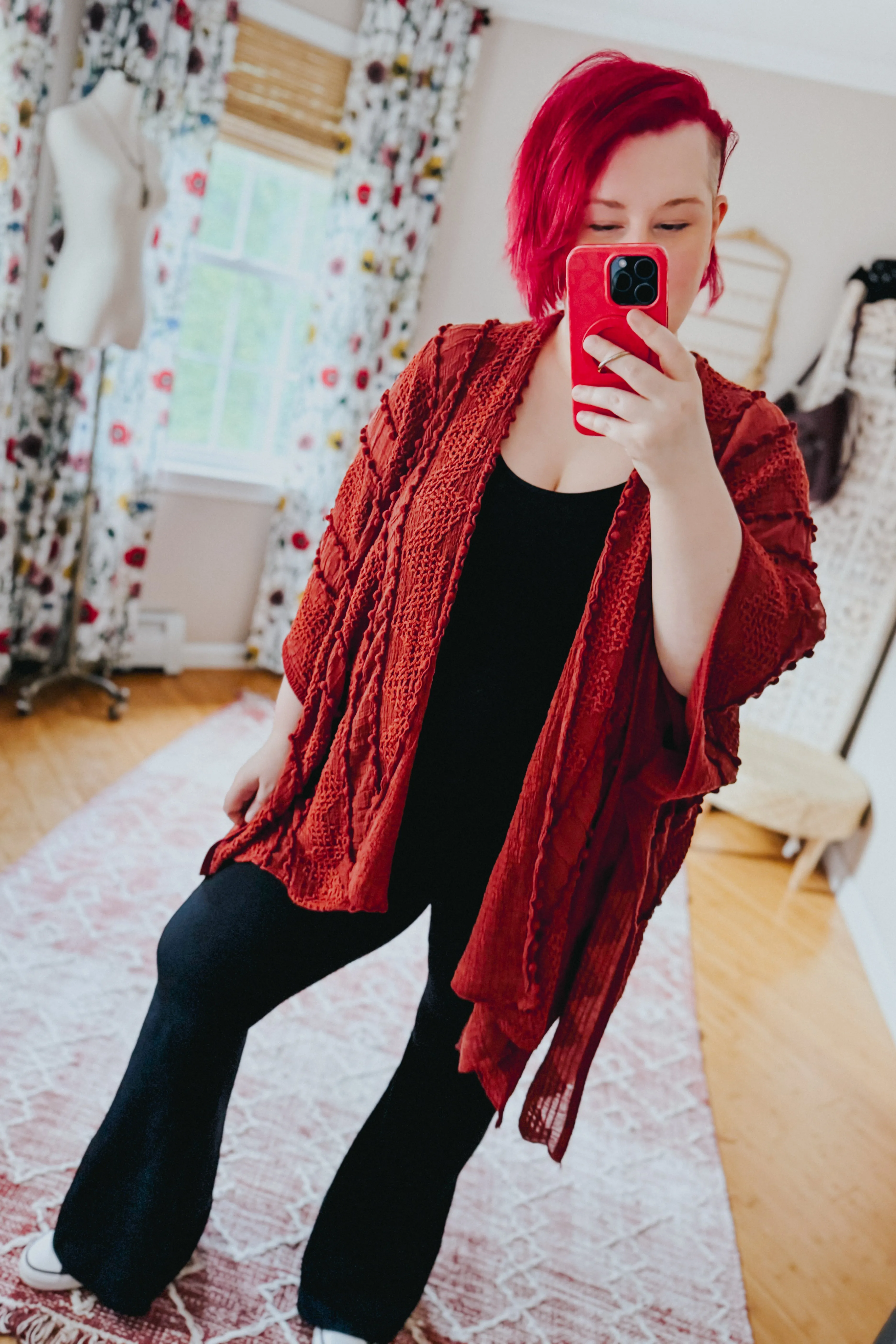 Zoya Zig Zag Embroidered Layering Piece • Rust
