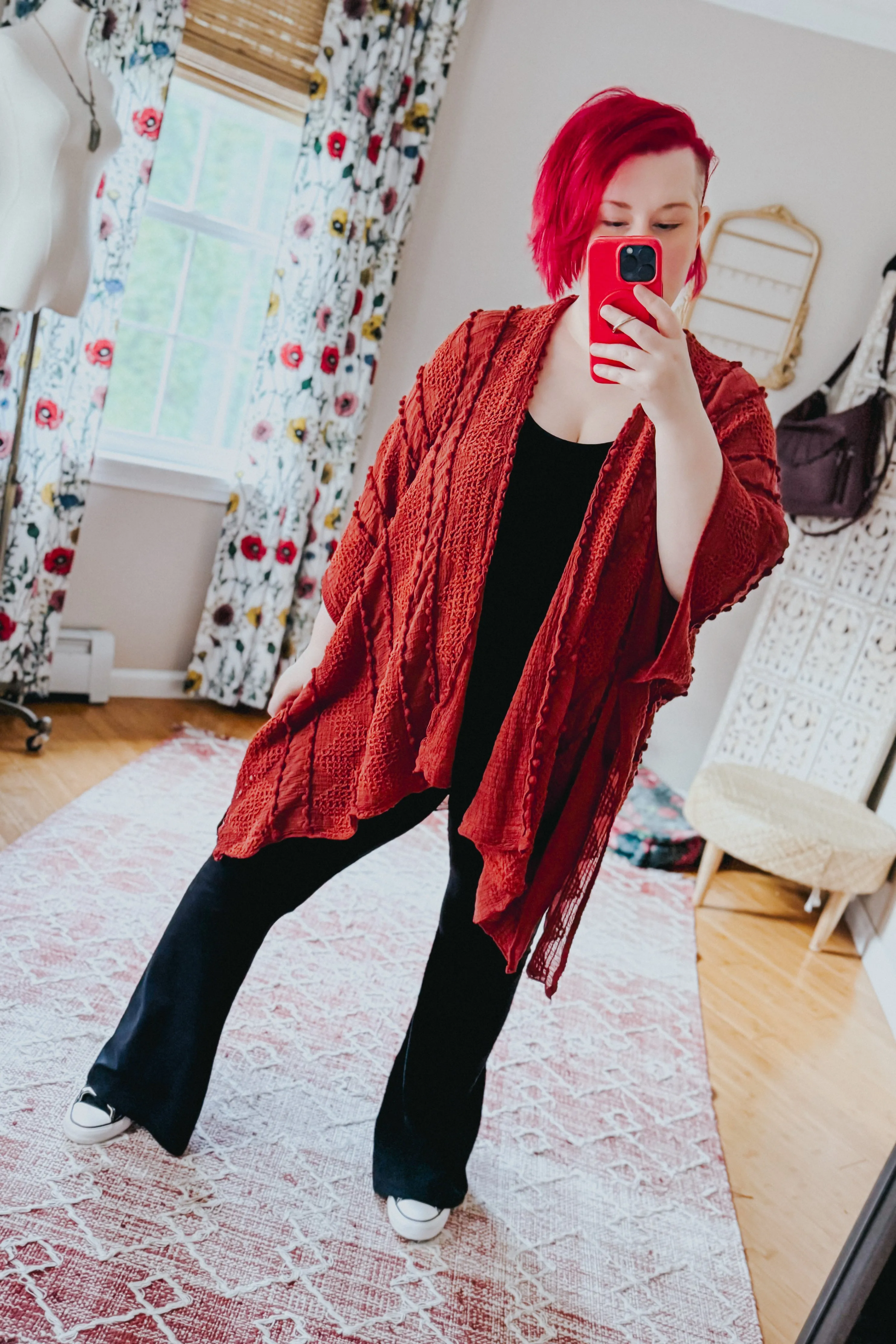 Zoya Zig Zag Embroidered Layering Piece • Rust