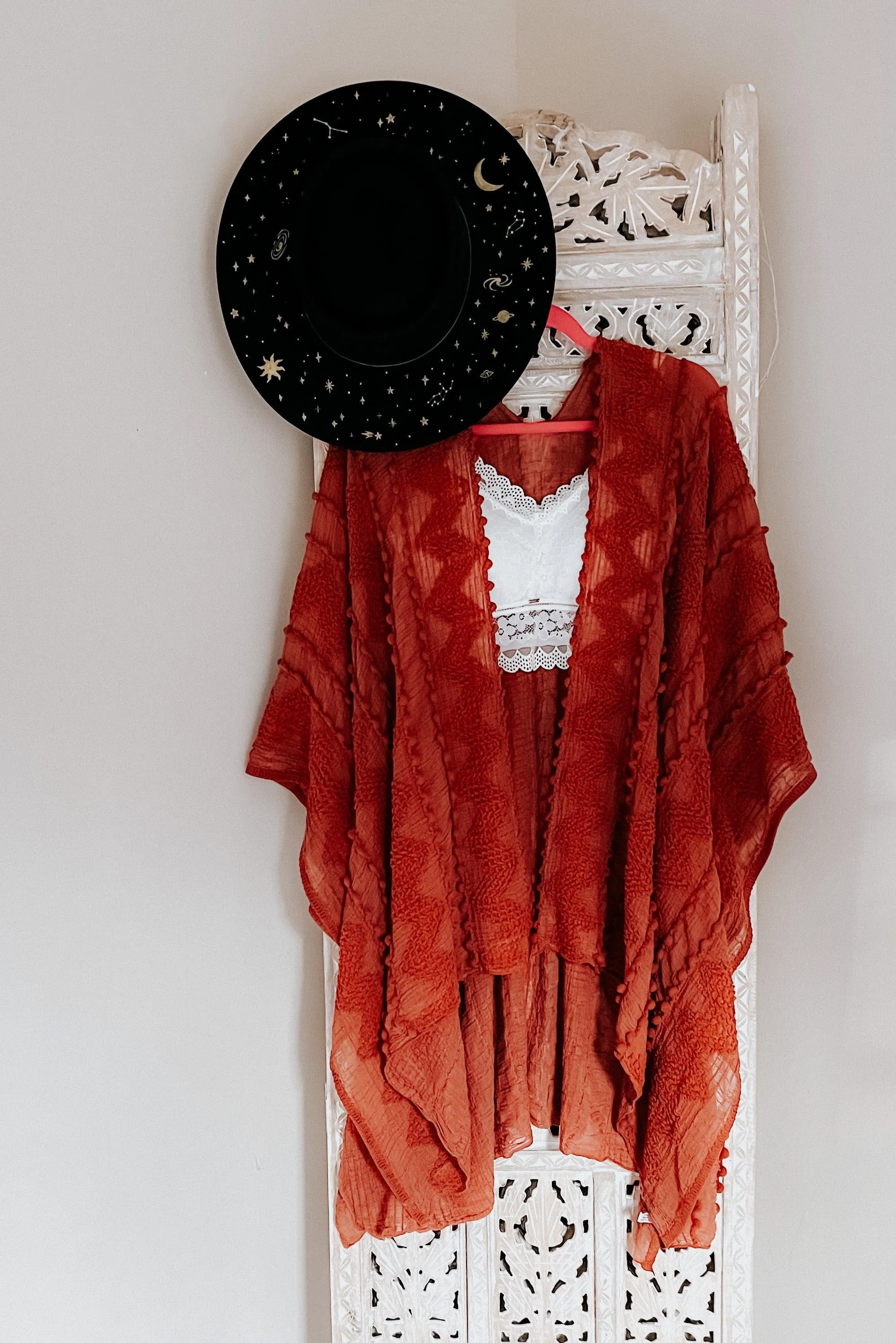 Zoya Zig Zag Embroidered Layering Piece • Rust